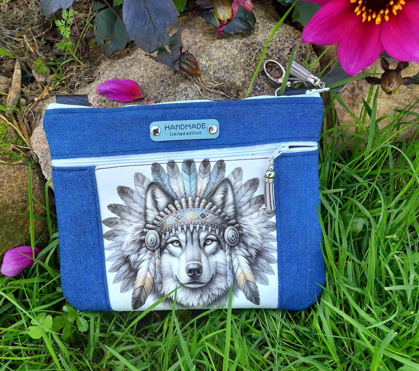 Mini pochette loup gris