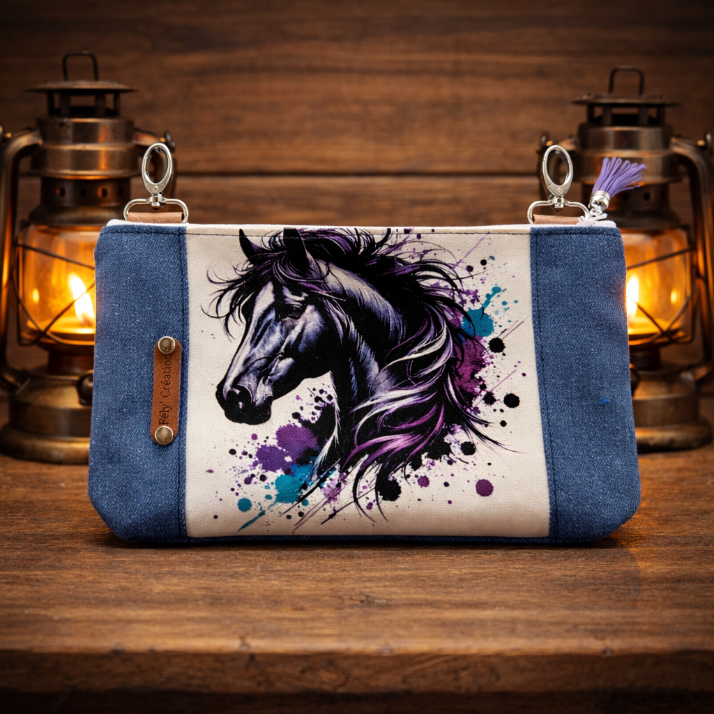 Mini pochette cheval noir