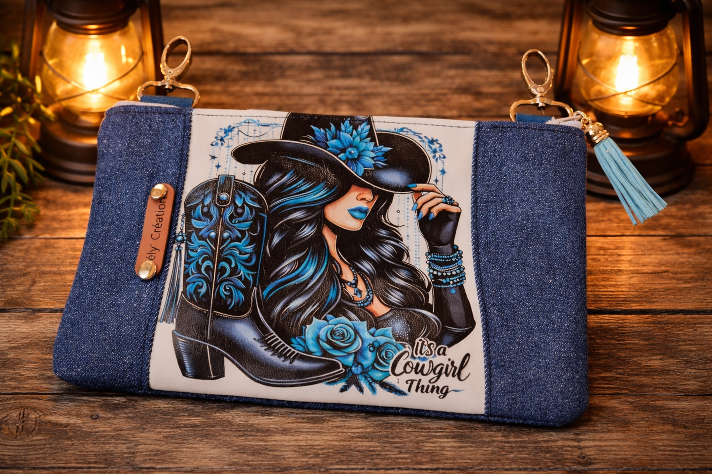 Mini pochettes Cowgirl turquoise