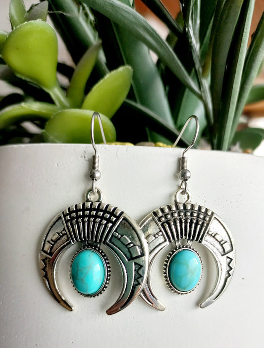 Boucles d' oreilles turquoise et argenté