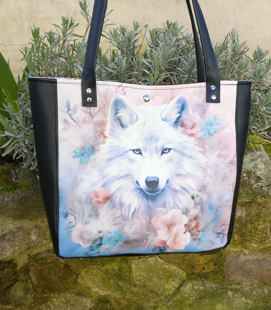 Sac cabas loup blanc