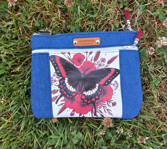 Pochette Nomade papillon rouge et noir