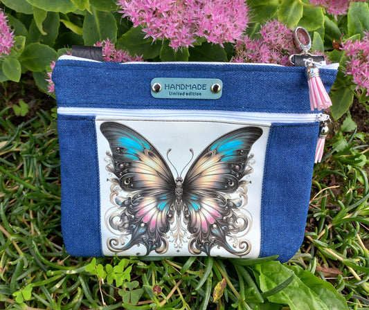 Mini pochette a accrocher aux jeans papillon
