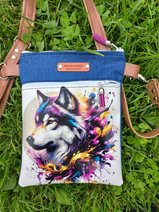 Pochette Nomade loup coloré