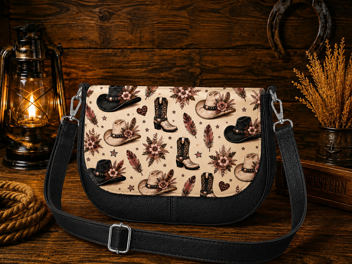 Sac à rabats amovibles noir et rabat noir blanc et rose