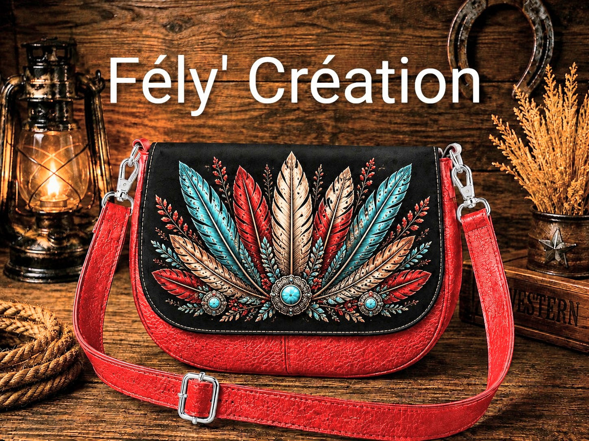 Sac à rabats amovibles motif plumes