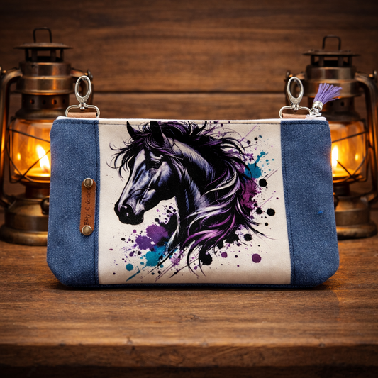 Mini pochette cheval noir