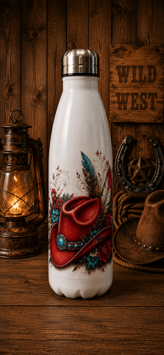 Gourde 750 ml. Motif chapeau rouge