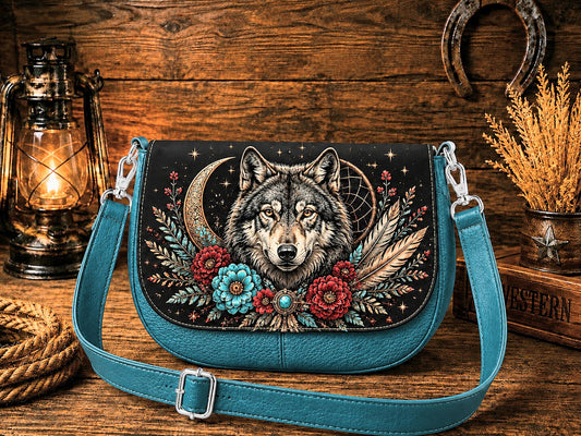 Sac à main à rabats amovibles Loup sac bleu turquoise