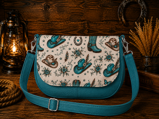 Sac à main à rabats amovibles turquoise