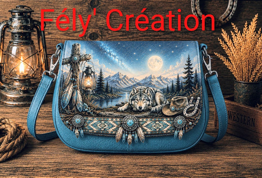 Sac a rabats amovibles Loup et sac bleu