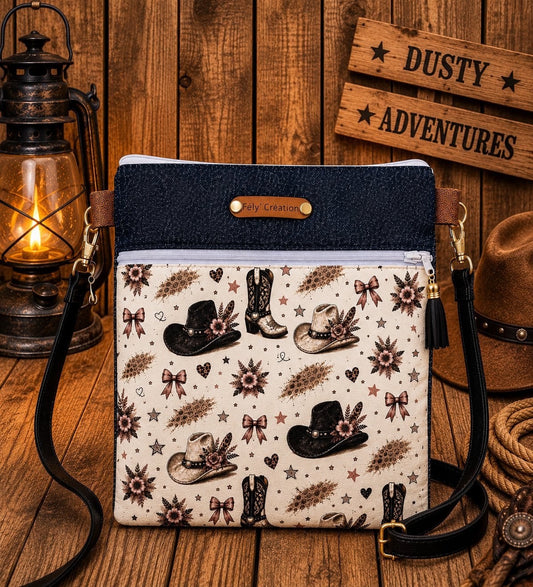 Pochette Nomade Bottes noire, blanc et une touche de rose